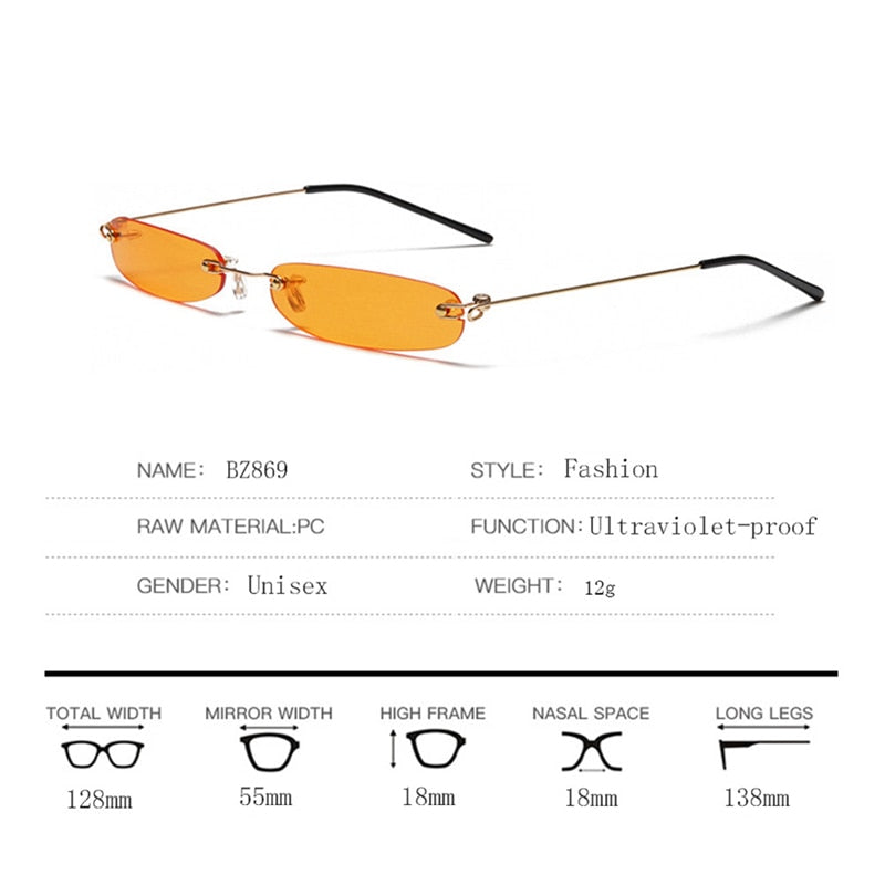 Small Rimless Rectangle Sunglasses