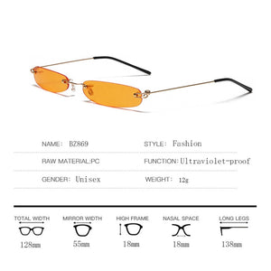 Small Rimless Rectangle Sunglasses