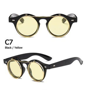 Round Flip Up SteamPunk Sunglasses