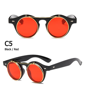 Round Flip Up SteamPunk Sunglasses