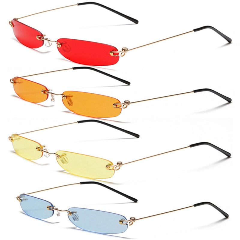 Small Rimless Rectangle Sunglasses