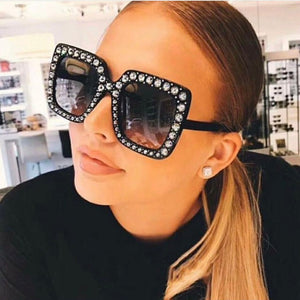 Vintage Oversized Square Diamond Sunglasses